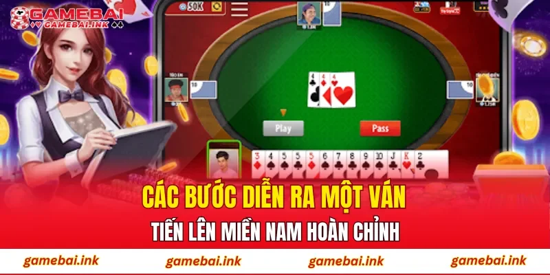 Các bước diễn ra một ván Tiến Lên Miền Nam hoàn chỉnh